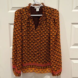Cupcakes and Cashmere Colorful Long Sleeve Blouse Size Medium